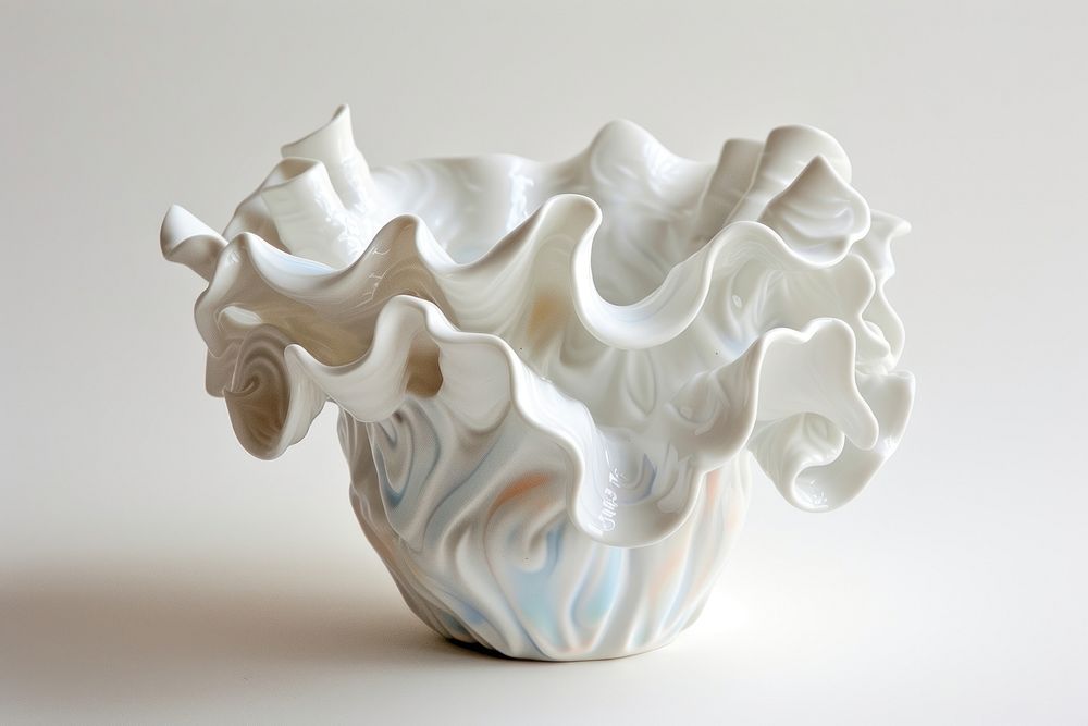 One piece of white ceramic art made by kid porcelain vase creativity.