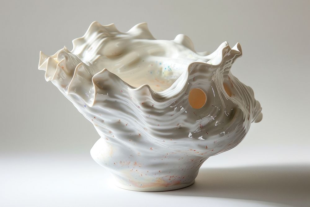 One piece of white ceramic art made by kid porcelain vase invertebrate.