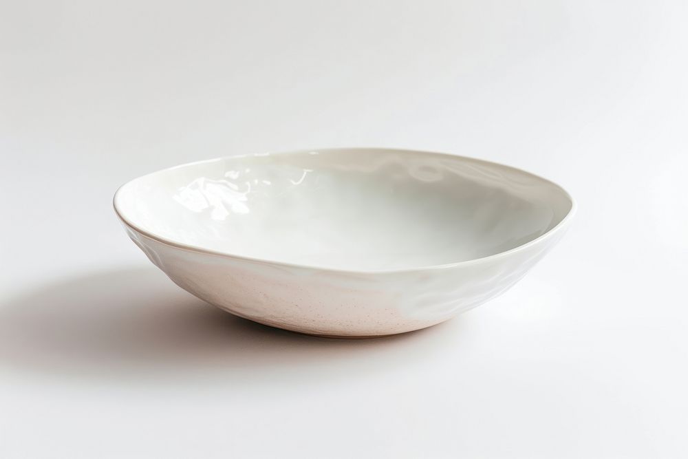 One piece of white ceramic plate porcelain bowl white background.