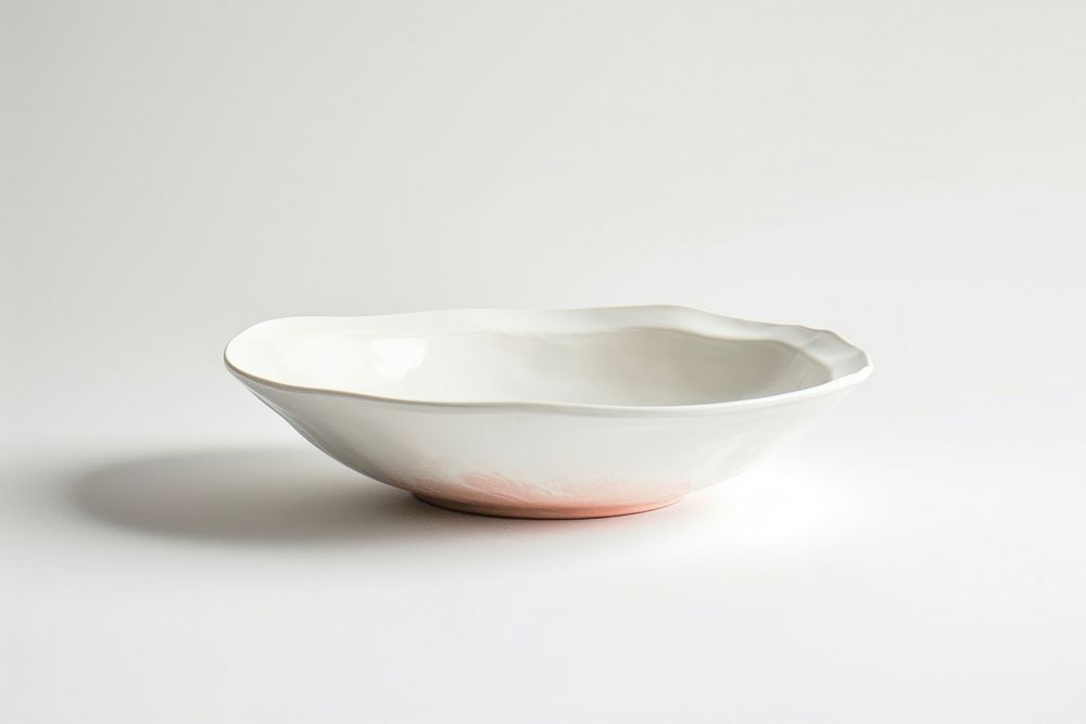 One piece of white ceramic plate porcelain bowl white background.