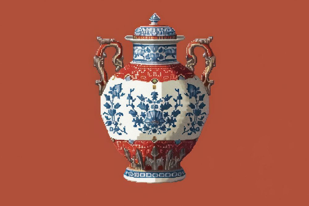 Chinese porcelain cut pixel art ceramic pottery.
