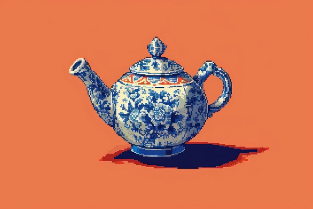 Chinese porcelain cut pixel art ceramic teapot.