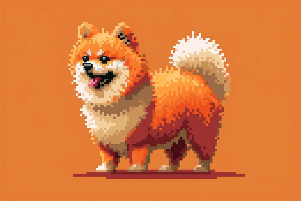 Pomeranian cut pixel dog mammal animal.