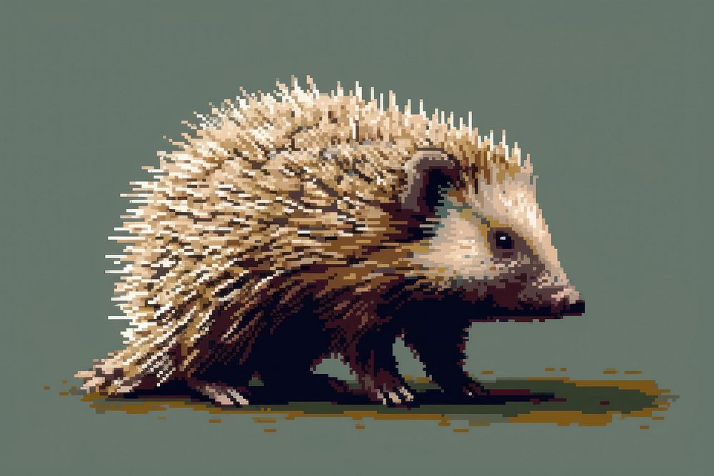 Porcupine cut pixel animal hedgehog mammal.