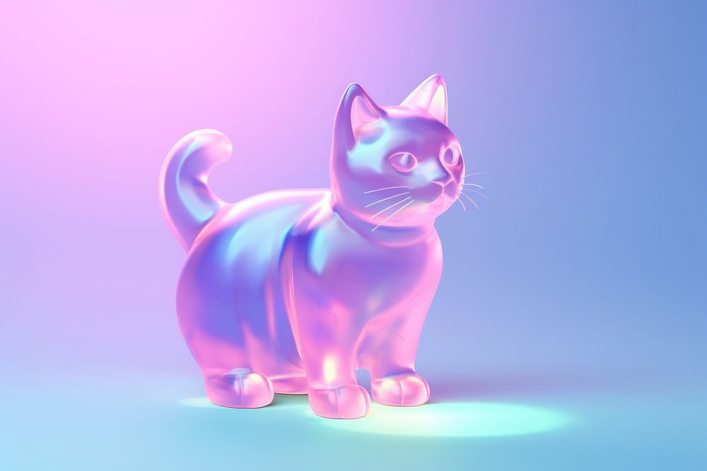 3d render of cat animal mammal purple.