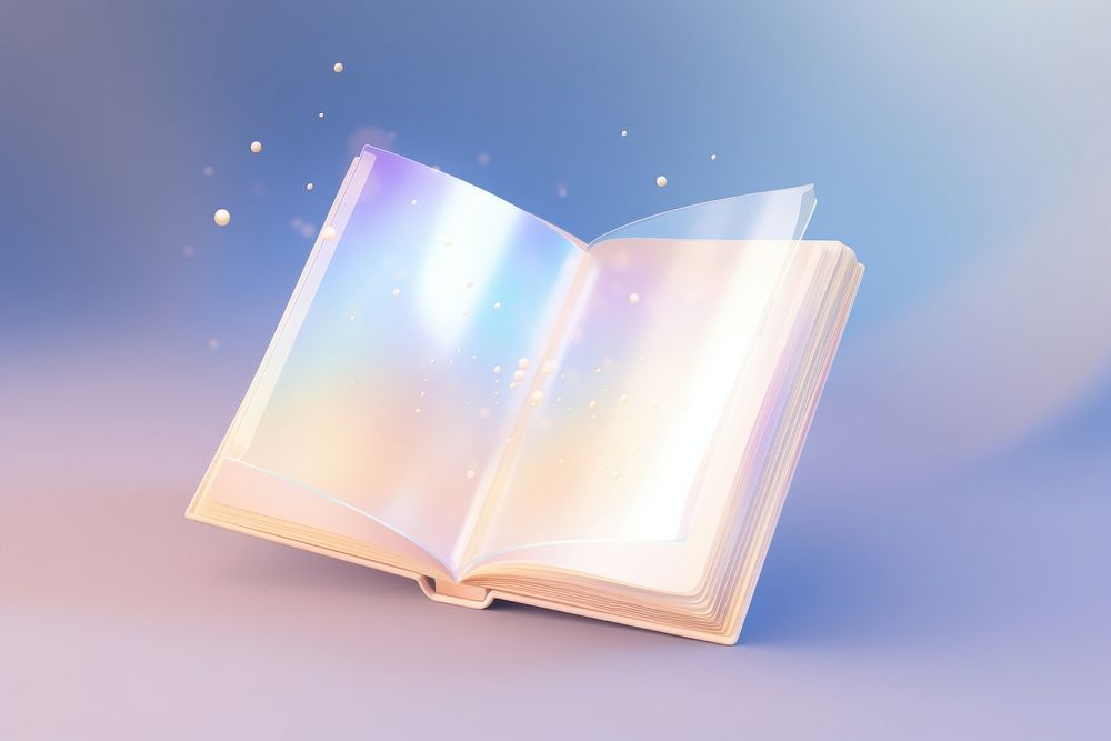 3d render of opened book publication page illuminated.