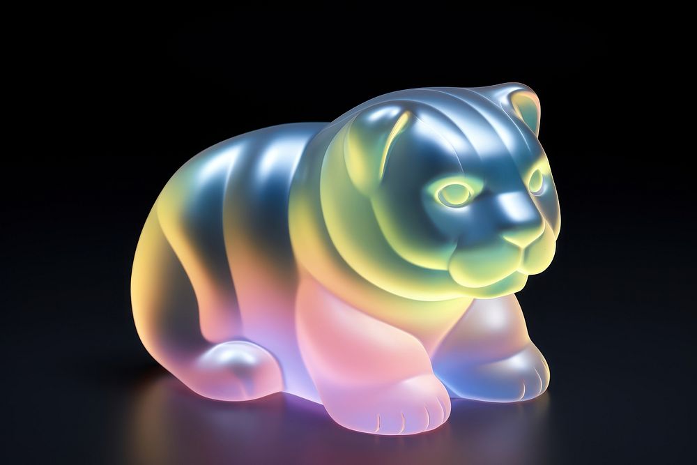 Translucent 3d render of tiger figurine animal representation.