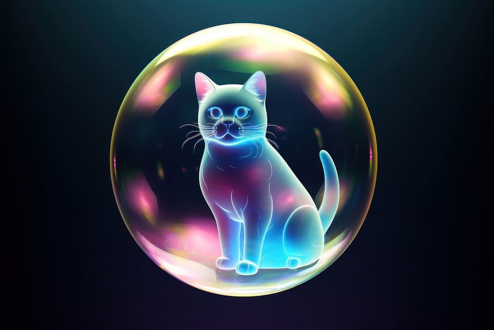 Transparent 3d cat model bubble animal mammal.