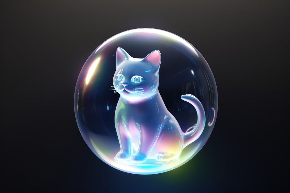 Transparent 3d cat model bubble animal mammal.