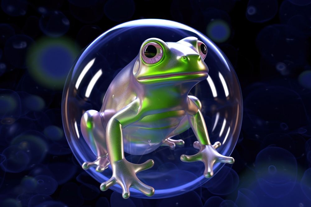 Transparent 3d model frog amphibian wildlife animal.