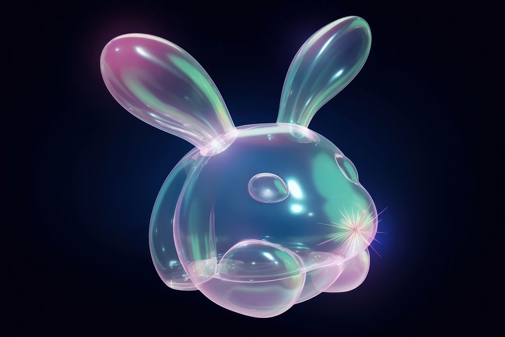 Transparent 3d model in rabbit shape animal mammal celebration.