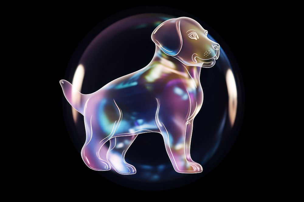 Transparent 3d render dog animal mammal sphere.