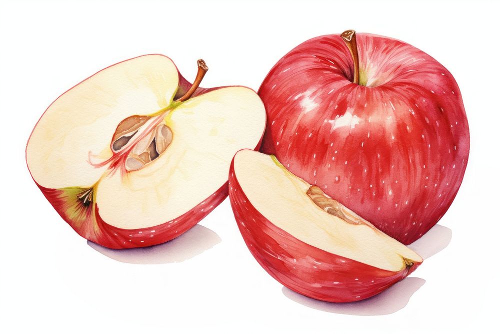 Cut red apple fruit plant food.