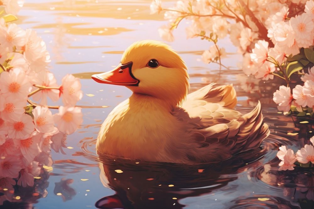 Adorable duck outdoors animal nature.