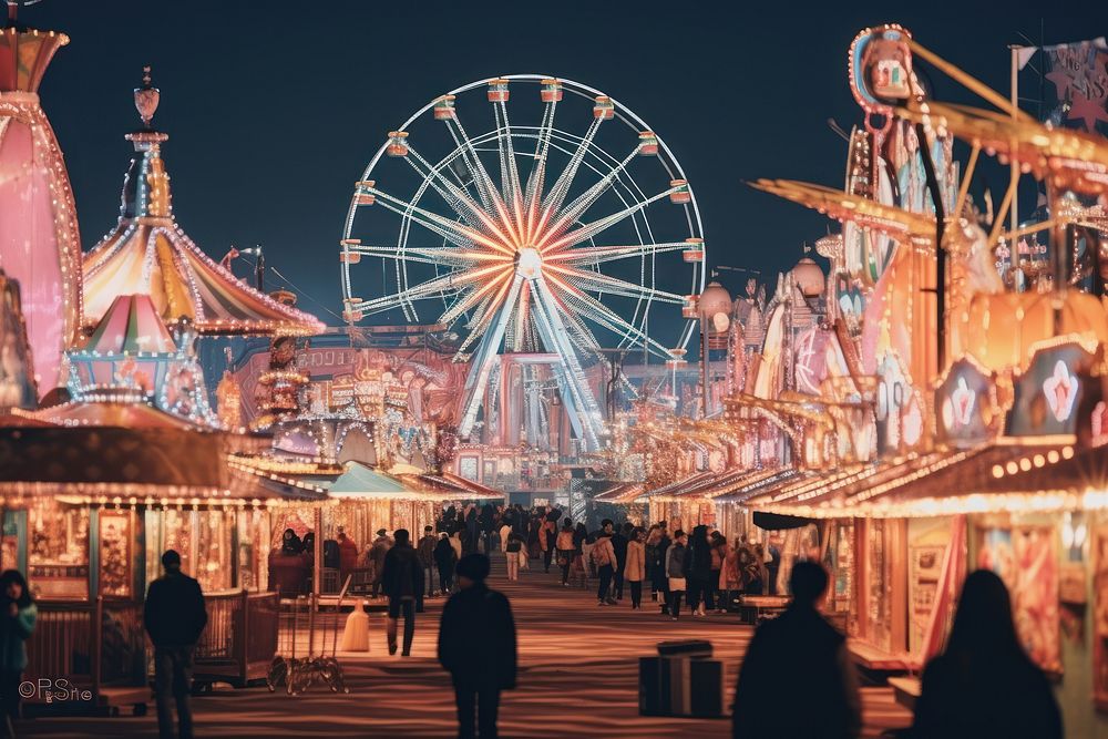 Carnival fun architecture illuminated.