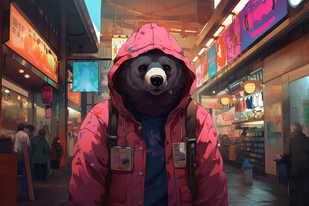 Cool bear adult city representation.