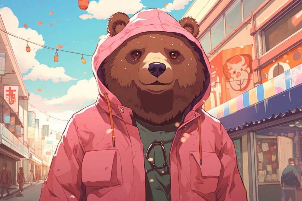 Cool bear adult anime representation.