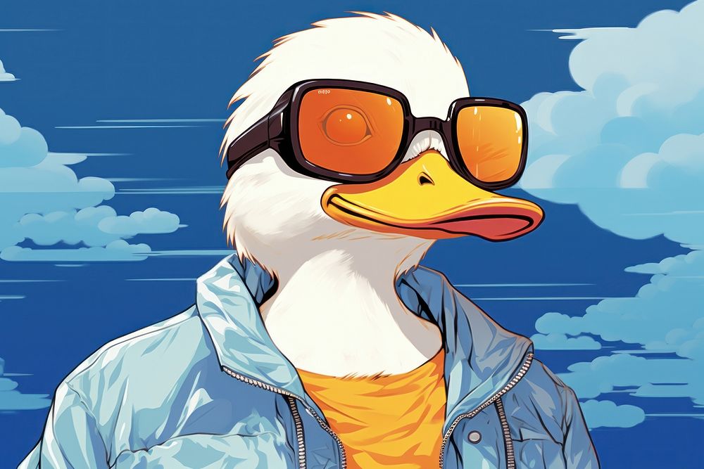 Cool duck sunglasses drawing bird Free Photo Illustration rawpixel