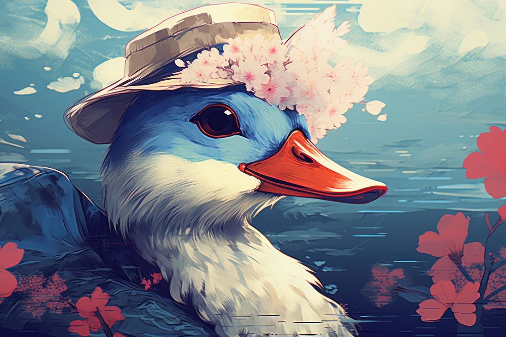 Cool duck outdoors painting drawing.