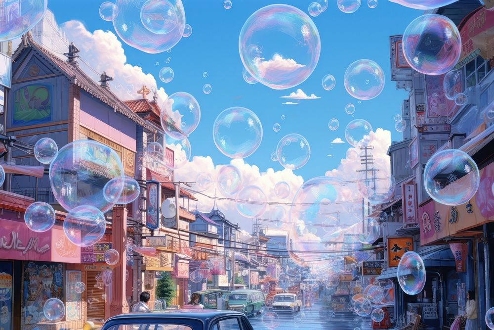 Dream bubble outdoors vehicle street.
