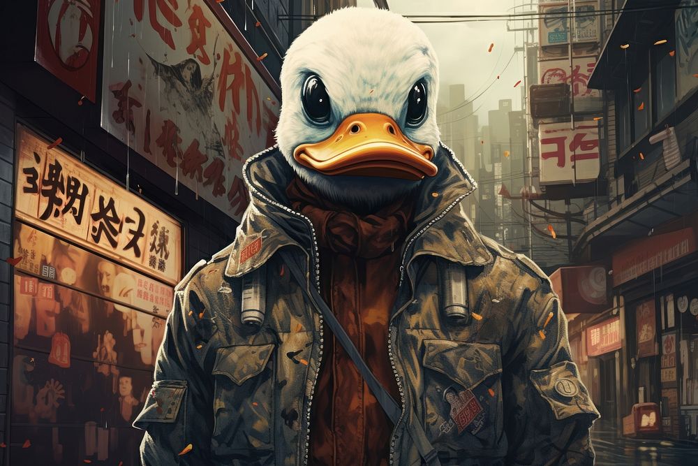 Gangster duck adult anime city.