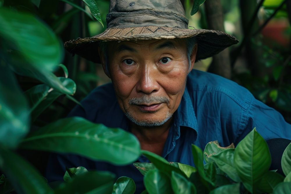 Asian man gardening portrait plant adult.