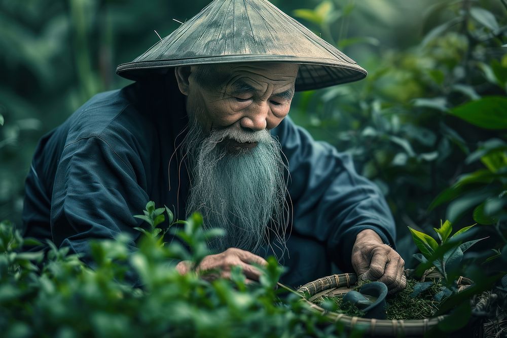 Chinese man gardening outdoors nature adult.