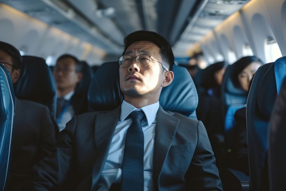 Korean businessman airplane vehicle adult.