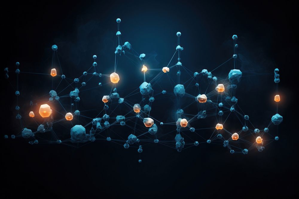 Visualization of a blockchain technology abstract lighting.