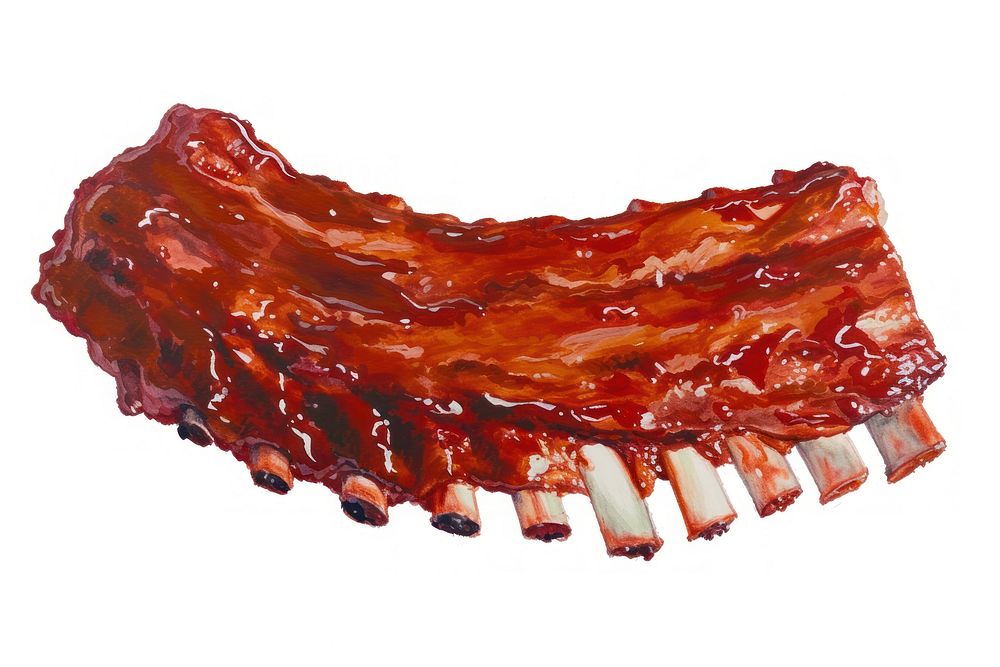 Barbecue ribs food white background condiment.