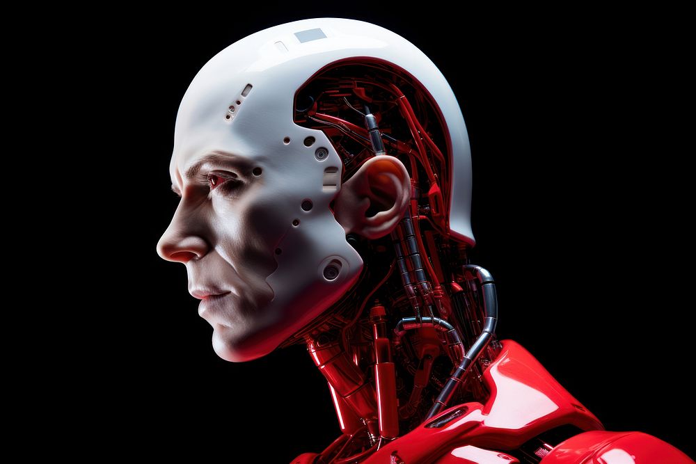 Future artificial intelligence robot adult futuristic headshot.
