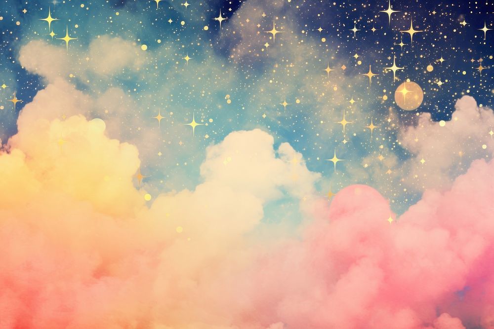 Retro dreamy stars in the sky backgrounds astronomy universe.