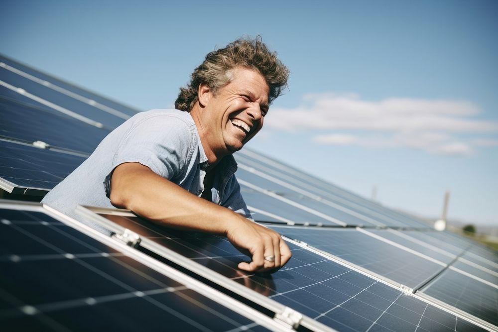 Solar panels adult happy sun.