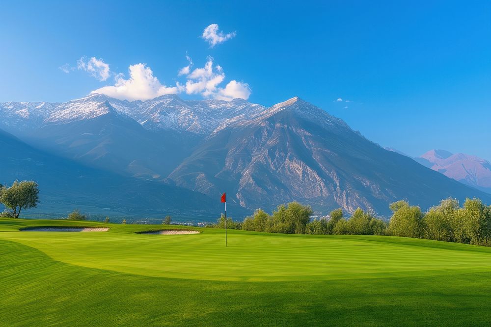 Golf Course golf landscape mountain.