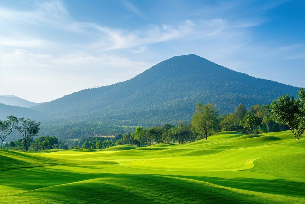 Golf Course golf landscape mountain.
