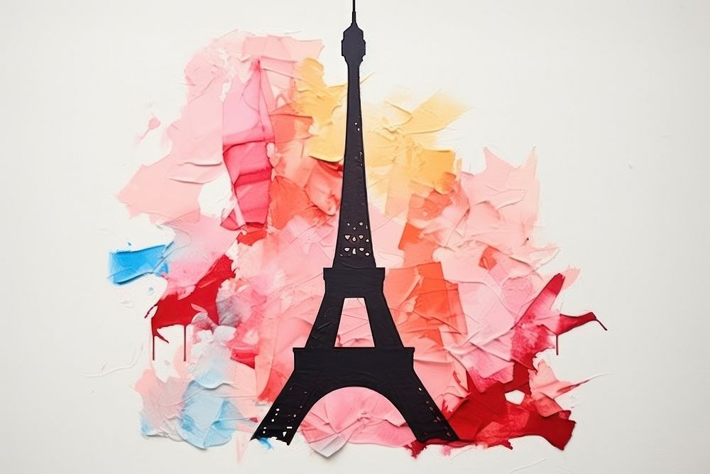 Abstrac eiffel tower ripped paper art architecture creativity.