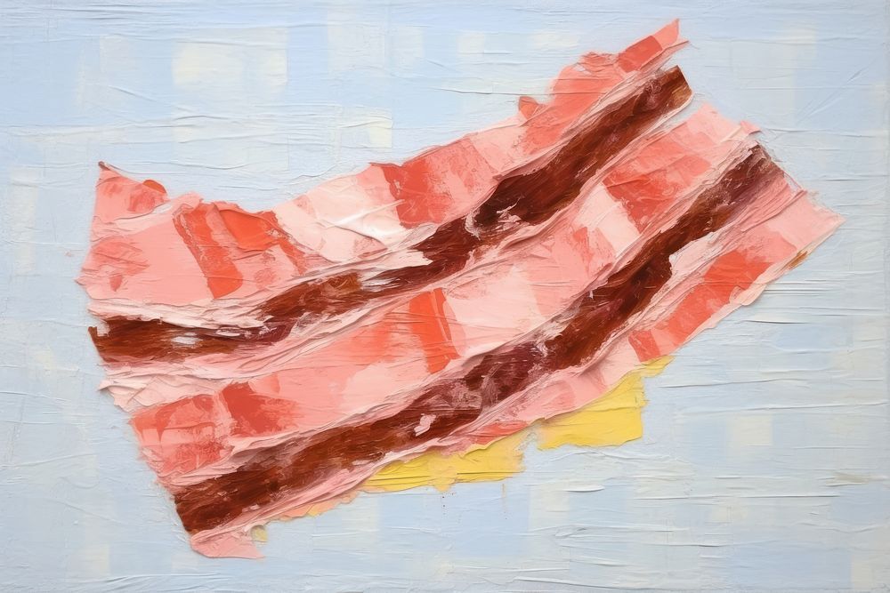 Abstract bacon with fried egg ripped paper art backgrounds creativity.