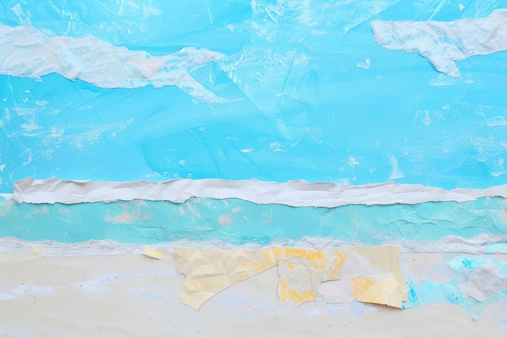 Abstract beach andd bright sky ripped paper turquoise outdoors nature.