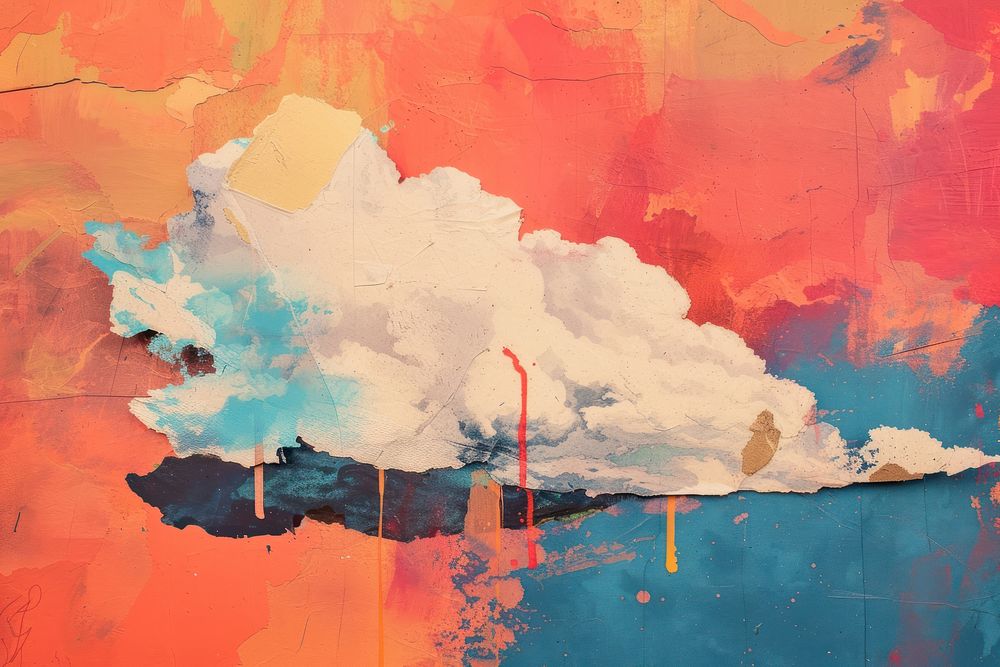 Abstract cloud ripped paper art painting backgrounds.