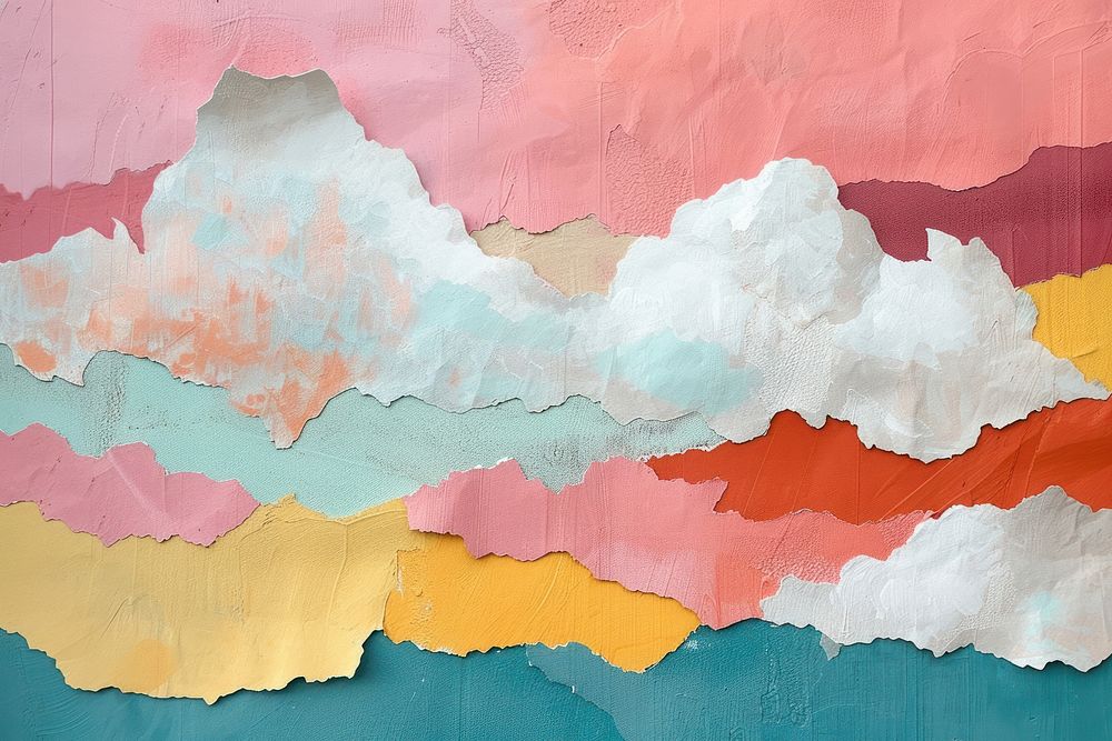 Abstract cloud ripped paper art painting backgrounds.