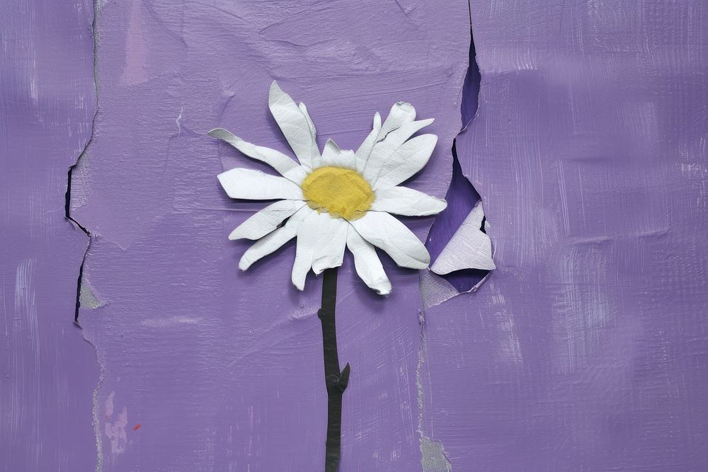 Abstract daisy ripped paper flower purple petal.
