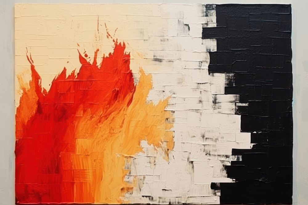 Abstract fire ripped paper collage art painting backgrounds.
