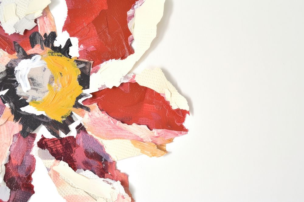Abstract flower ripped paper art painting creativity.