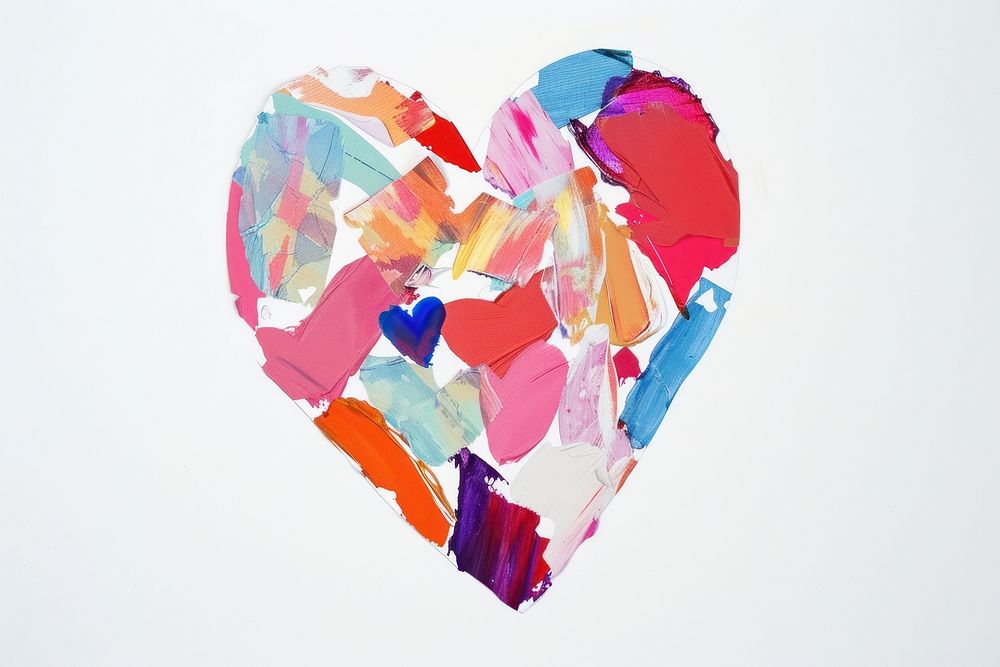 Abstract heart ripped paper creativity painting pattern.