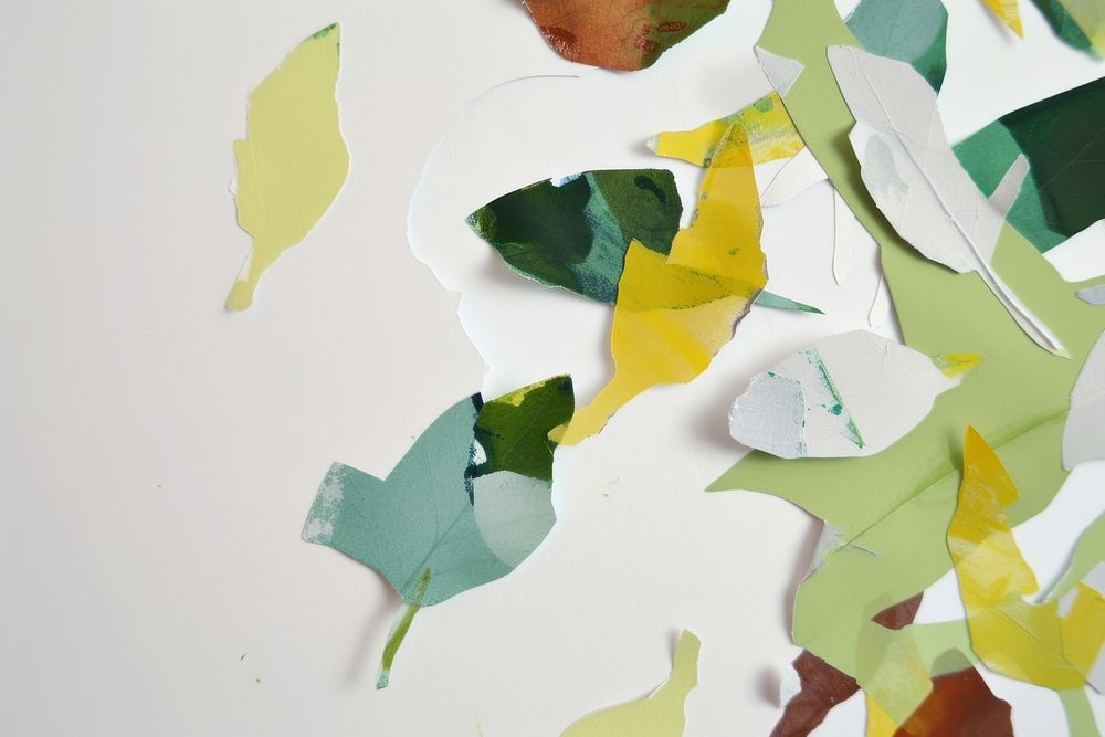 Abstract leaves ripped paper art plant leaf.