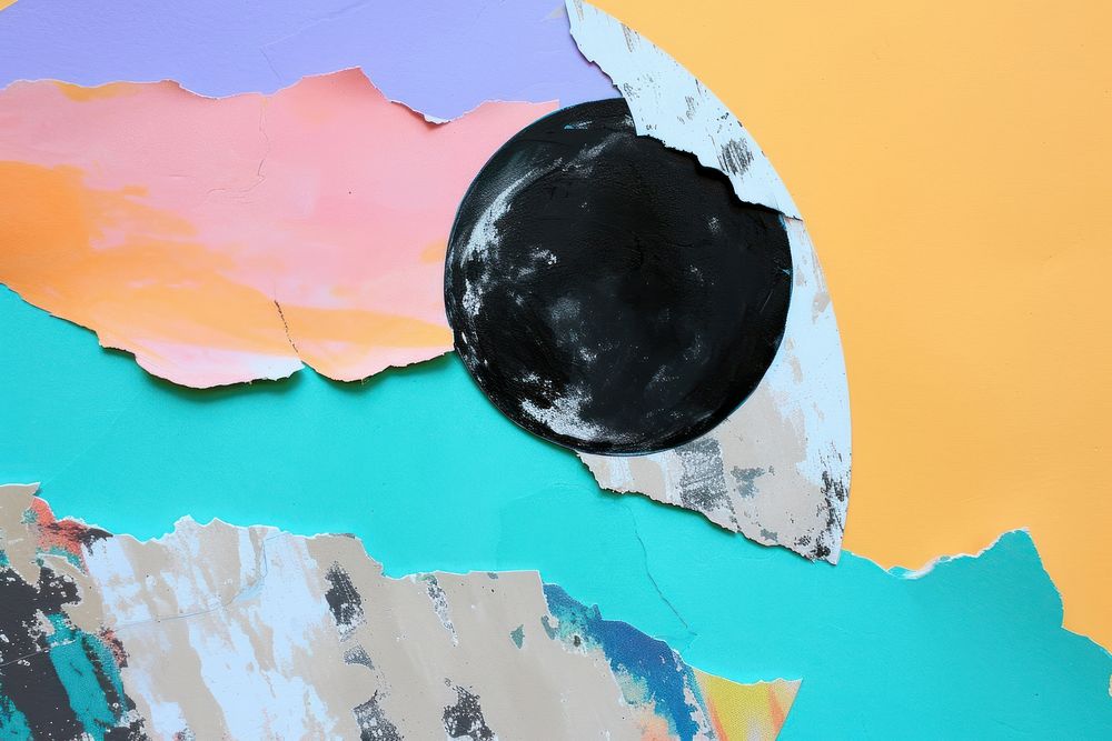 Abstract moon ripped paper art painting backgrounds.