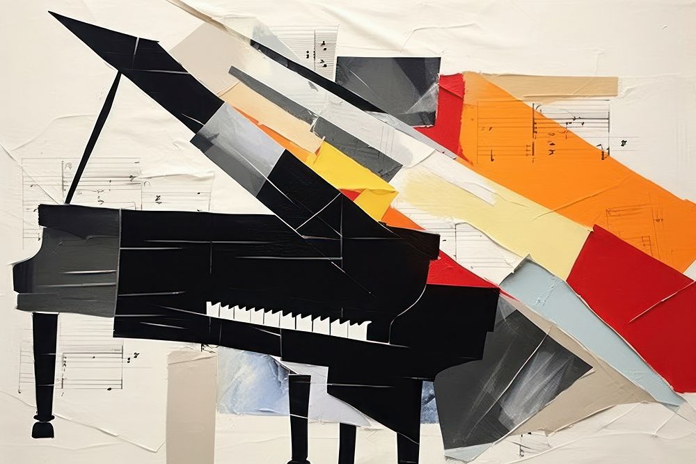 Abstract piano ripped paper art keyboard transportation.