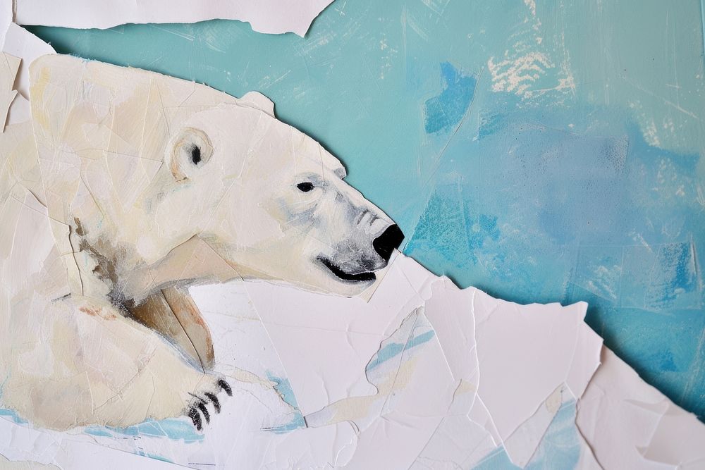 Abstract polar beer ripped paper wildlife animal mammal.