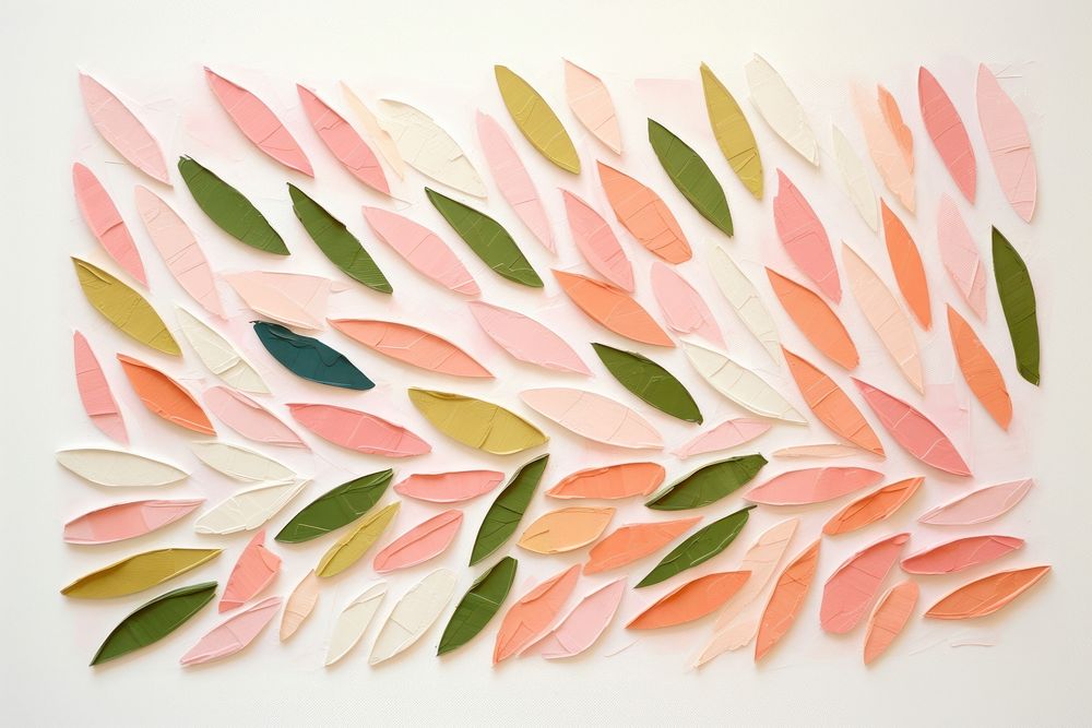 Abstract spring leaves ripped paper collage art pattern plant.