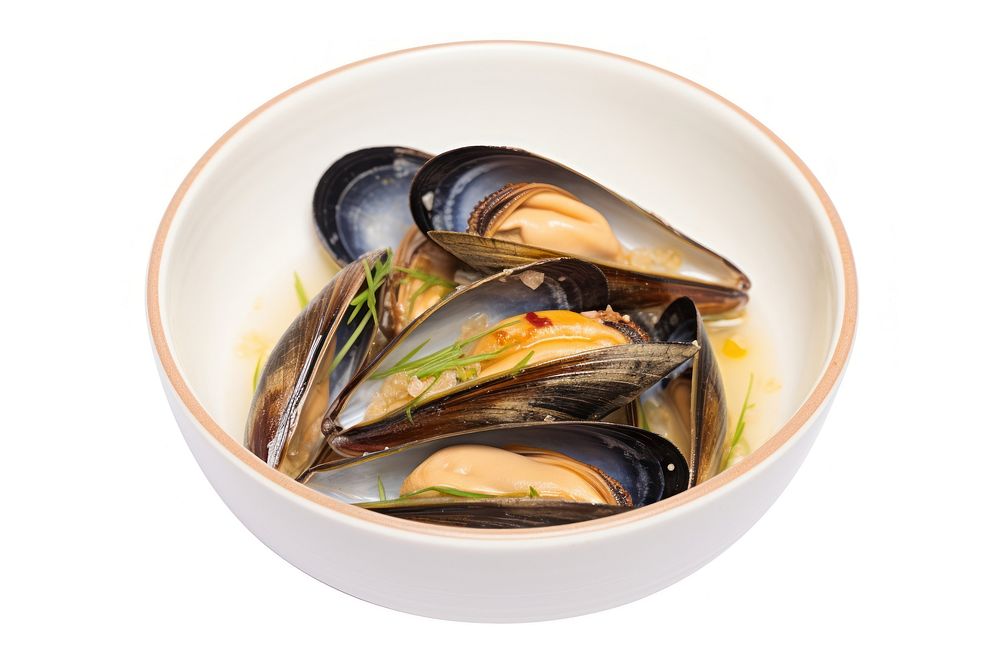 A mussels steamed in wine and garlic seafood animal plate.